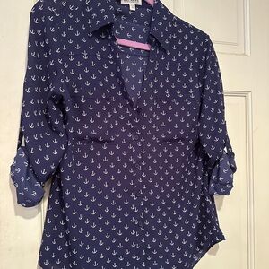 Express Portofino shirt, Navy w/white anchors